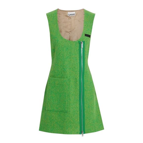 Ganni Dresses & Skirts - Ganni Chic Green Wool Zip Front Mini Dress Size 32 EU / US 0